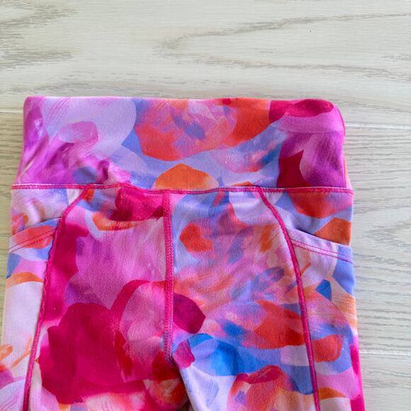 Member’s Mark Girls Active Leggings XS 4/5 Pink Print Pockets - Picture 3 of 4